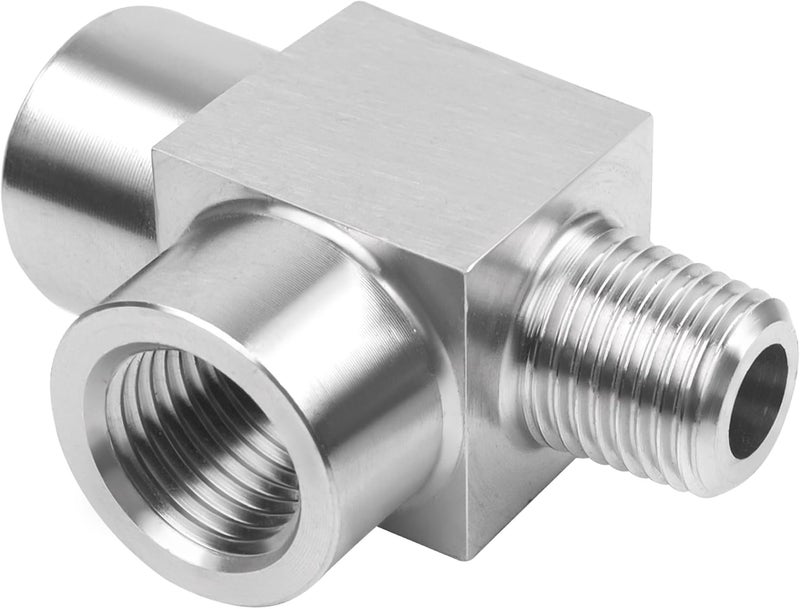 Goldpea Stainless Steel 304 Street Tee 1/4" NPT Female x 1/4" NPT Female x 1/4" NPT Male T-fitting 3-way Pipe Fitting 1pc - Image 1